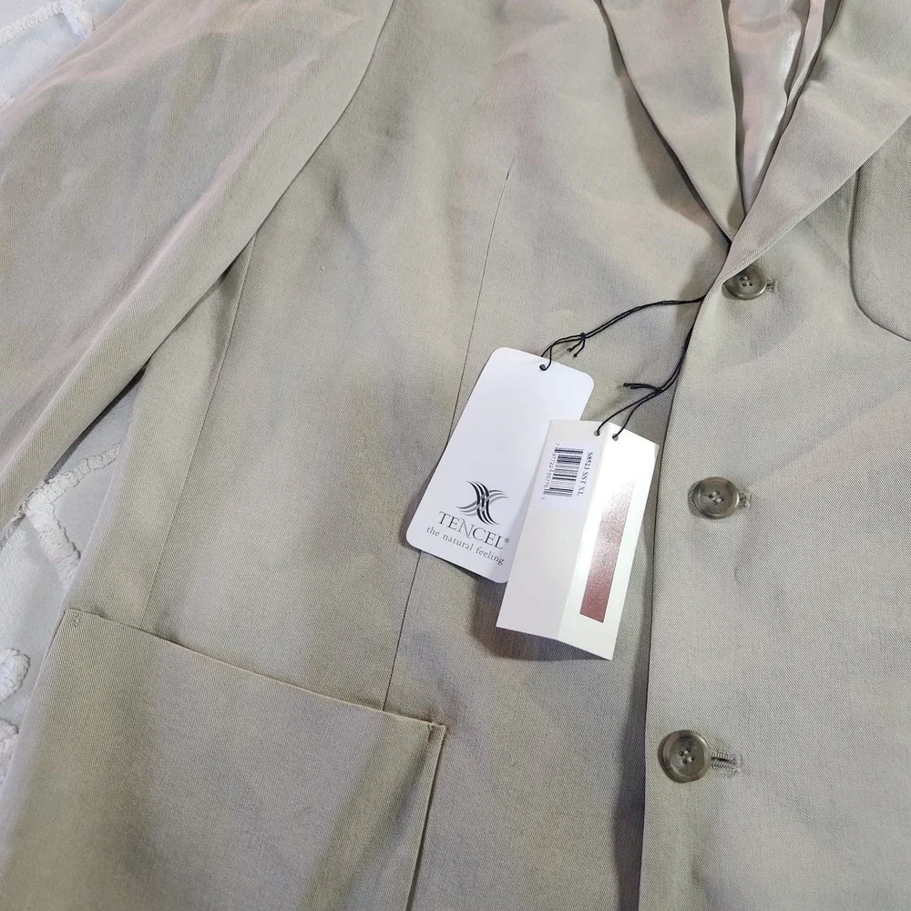 Axis Sports Coat Blazer Suit Jacket Tencel Fiber XL Beige Tan‎ 3 Button Shoulder